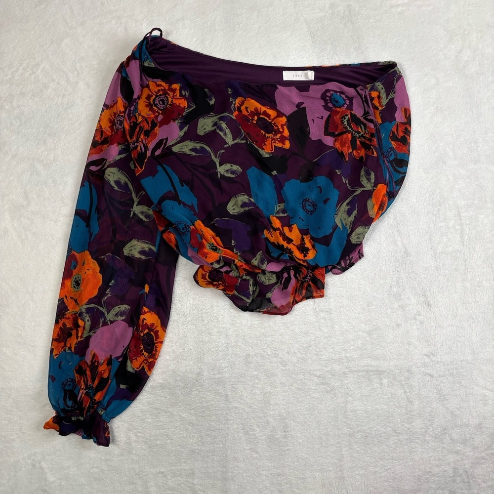 Y2K‎ Lush Floral Off The Shoulder Long Sleeve Blouse Women's Medium